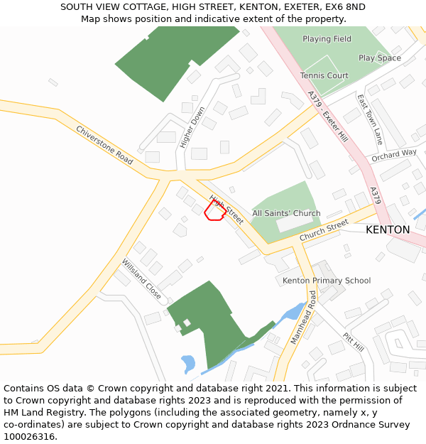 SOUTH VIEW COTTAGE, HIGH STREET, KENTON, EXETER, EX6 8ND: Location map and indicative extent of plot