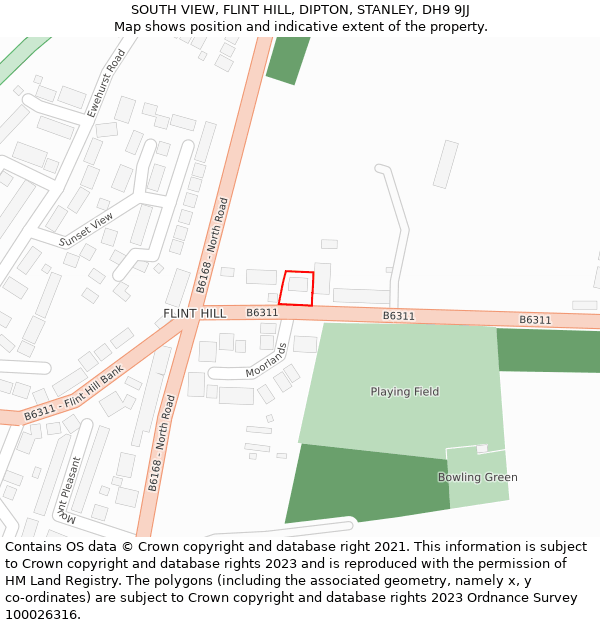 SOUTH VIEW, FLINT HILL, DIPTON, STANLEY, DH9 9JJ: Location map and indicative extent of plot