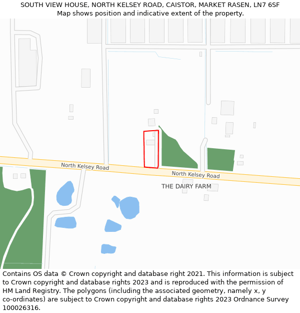 SOUTH VIEW HOUSE, NORTH KELSEY ROAD, CAISTOR, MARKET RASEN, LN7 6SF: Location map and indicative extent of plot