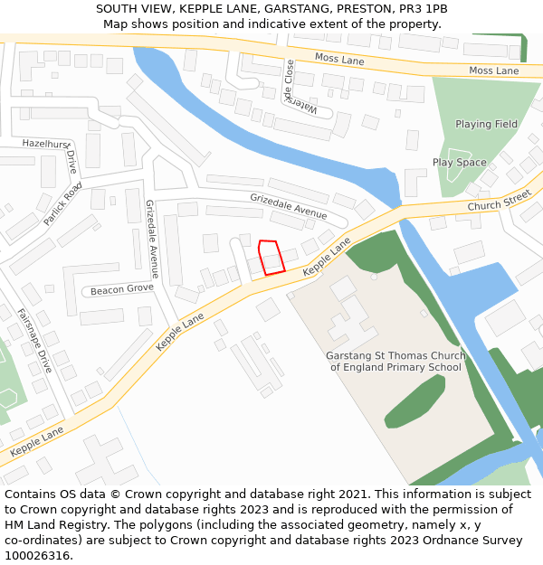 SOUTH VIEW, KEPPLE LANE, GARSTANG, PRESTON, PR3 1PB: Location map and indicative extent of plot