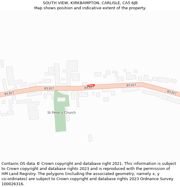 SOUTH VIEW, KIRKBAMPTON, CARLISLE, CA5 6JB: Location map and indicative extent of plot