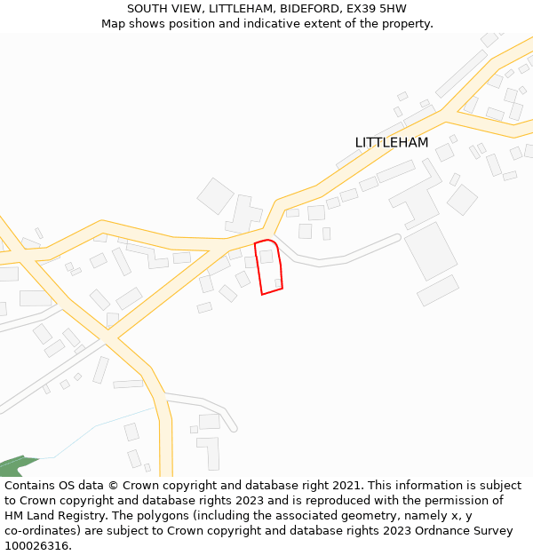 SOUTH VIEW, LITTLEHAM, BIDEFORD, EX39 5HW: Location map and indicative extent of plot