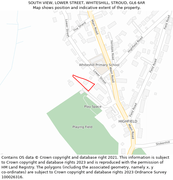 SOUTH VIEW, LOWER STREET, WHITESHILL, STROUD, GL6 6AR: Location map and indicative extent of plot