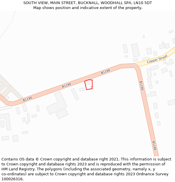 SOUTH VIEW, MAIN STREET, BUCKNALL, WOODHALL SPA, LN10 5DT: Location map and indicative extent of plot