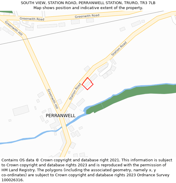 SOUTH VIEW, STATION ROAD, PERRANWELL STATION, TRURO, TR3 7LB: Location map and indicative extent of plot