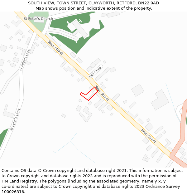 SOUTH VIEW, TOWN STREET, CLAYWORTH, RETFORD, DN22 9AD: Location map and indicative extent of plot