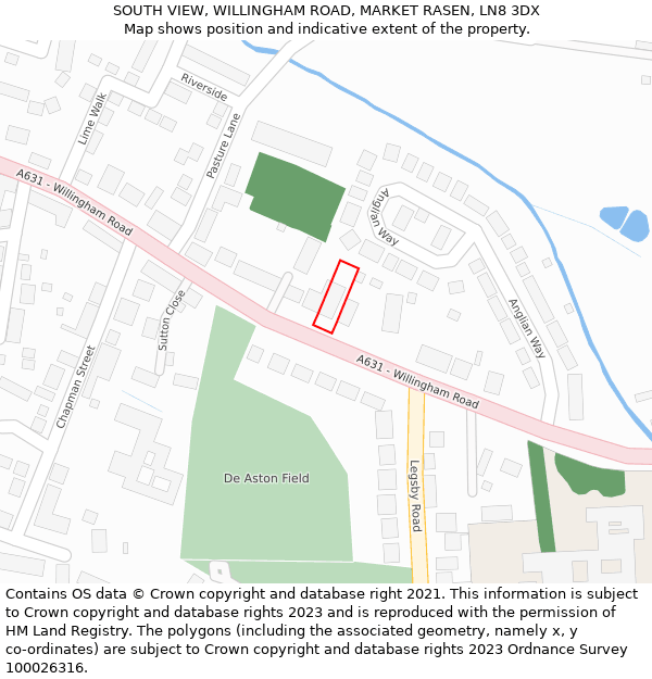 SOUTH VIEW, WILLINGHAM ROAD, MARKET RASEN, LN8 3DX: Location map and indicative extent of plot