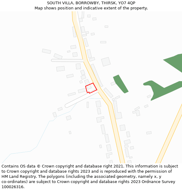 SOUTH VILLA, BORROWBY, THIRSK, YO7 4QP: Location map and indicative extent of plot