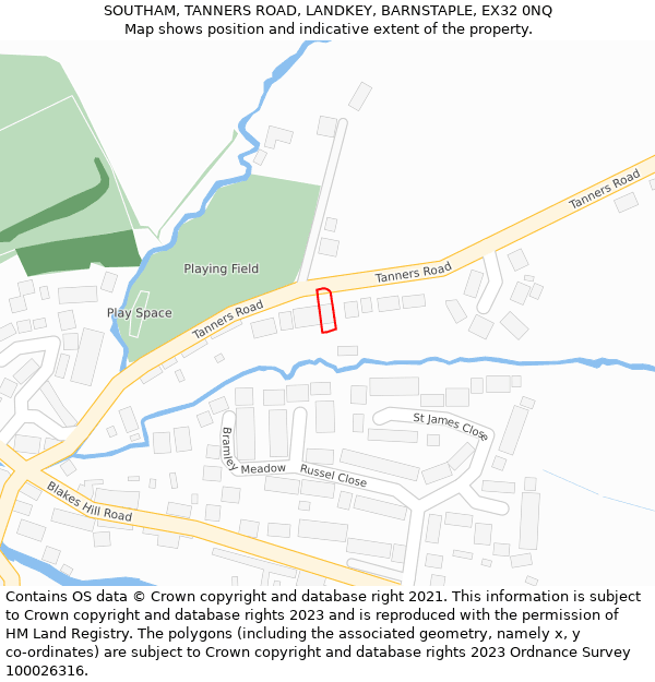 SOUTHAM, TANNERS ROAD, LANDKEY, BARNSTAPLE, EX32 0NQ: Location map and indicative extent of plot