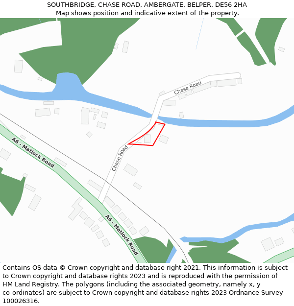 SOUTHBRIDGE, CHASE ROAD, AMBERGATE, BELPER, DE56 2HA: Location map and indicative extent of plot