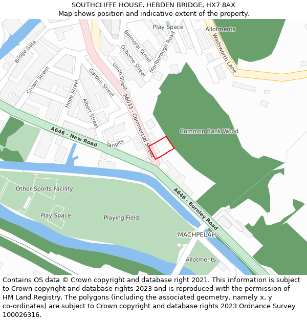 SOUTHCLIFFE HOUSE, HEBDEN BRIDGE, HX7 8AX: Location map and indicative extent of plot