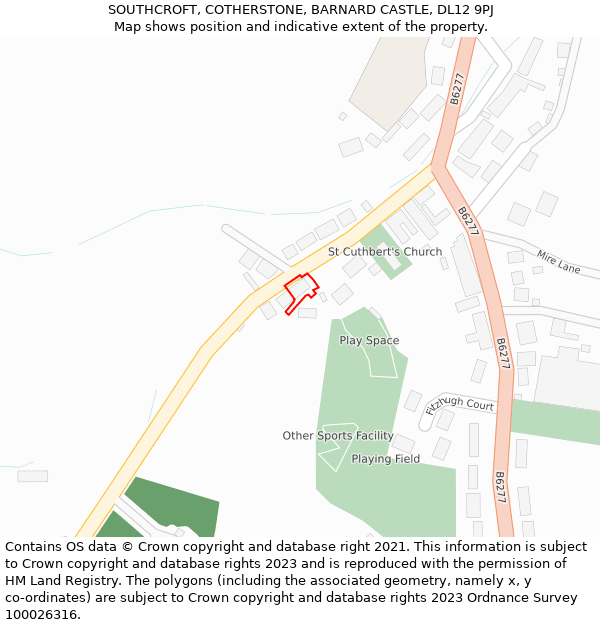 SOUTHCROFT, COTHERSTONE, BARNARD CASTLE, DL12 9PJ: Location map and indicative extent of plot