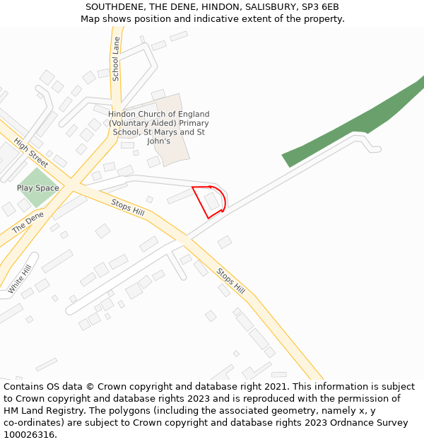 SOUTHDENE, THE DENE, HINDON, SALISBURY, SP3 6EB: Location map and indicative extent of plot