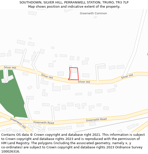 SOUTHDOWN, SILVER HILL, PERRANWELL STATION, TRURO, TR3 7LP: Location map and indicative extent of plot