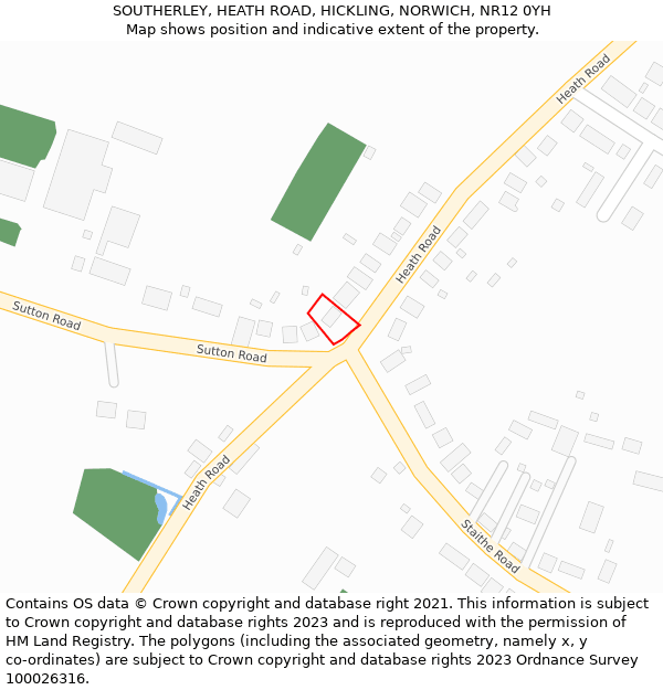 SOUTHERLEY, HEATH ROAD, HICKLING, NORWICH, NR12 0YH: Location map and indicative extent of plot