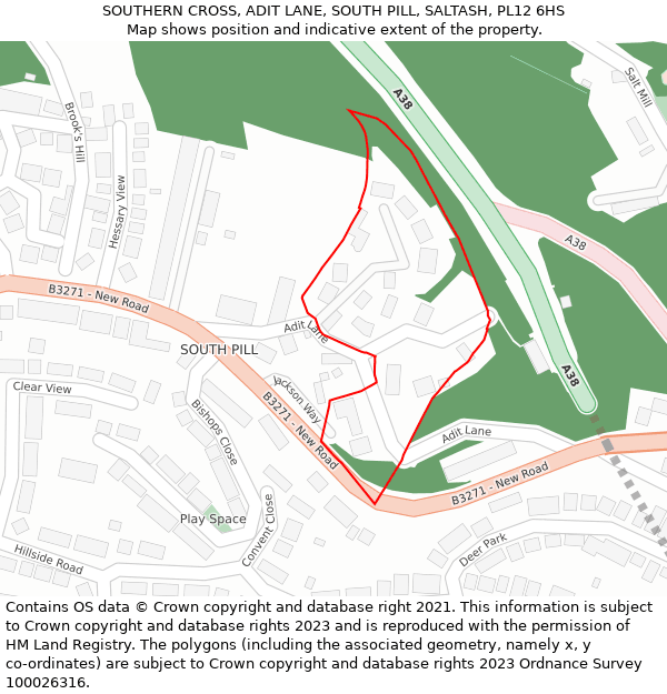 SOUTHERN CROSS, ADIT LANE, SOUTH PILL, SALTASH, PL12 6HS: Location map and indicative extent of plot