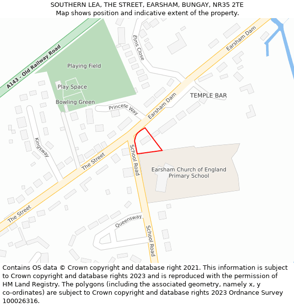 SOUTHERN LEA, THE STREET, EARSHAM, BUNGAY, NR35 2TE: Location map and indicative extent of plot