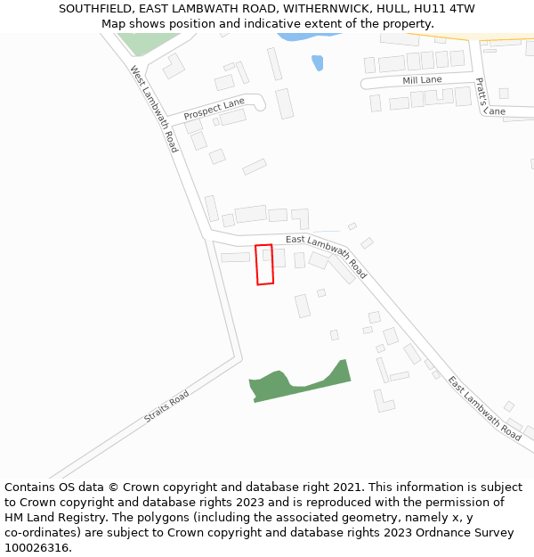 SOUTHFIELD, EAST LAMBWATH ROAD, WITHERNWICK, HULL, HU11 4TW: Location map and indicative extent of plot