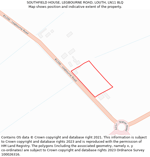 SOUTHFIELD HOUSE, LEGBOURNE ROAD, LOUTH, LN11 8LQ: Location map and indicative extent of plot