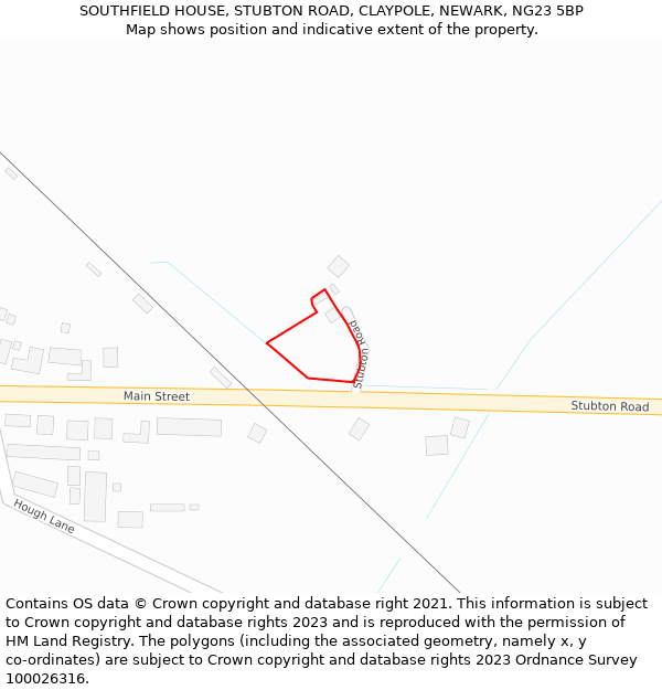 SOUTHFIELD HOUSE, STUBTON ROAD, CLAYPOLE, NEWARK, NG23 5BP: Location map and indicative extent of plot