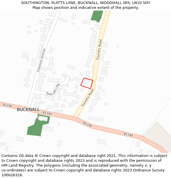 SOUTHINGTON, PLATTS LANE, BUCKNALL, WOODHALL SPA, LN10 5DY: Location map and indicative extent of plot