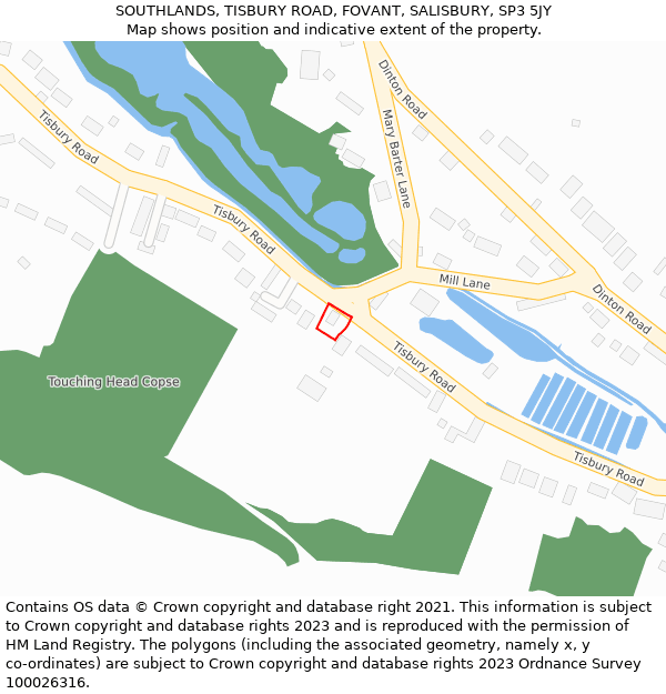 SOUTHLANDS, TISBURY ROAD, FOVANT, SALISBURY, SP3 5JY: Location map and indicative extent of plot