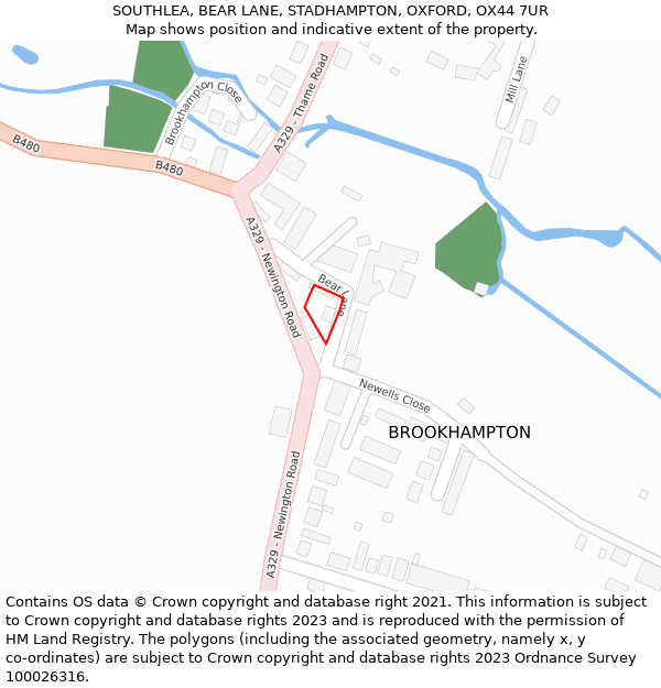 SOUTHLEA, BEAR LANE, STADHAMPTON, OXFORD, OX44 7UR: Location map and indicative extent of plot