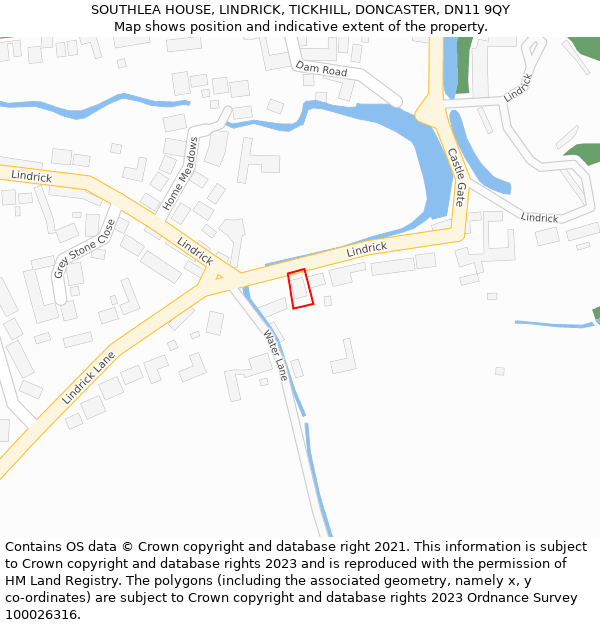 SOUTHLEA HOUSE, LINDRICK, TICKHILL, DONCASTER, DN11 9QY: Location map and indicative extent of plot