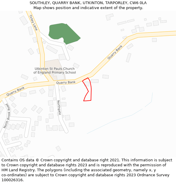 SOUTHLEY, QUARRY BANK, UTKINTON, TARPORLEY, CW6 0LA: Location map and indicative extent of plot