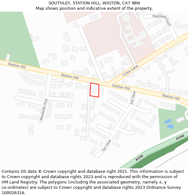 SOUTHLEY, STATION HILL, WIGTON, CA7 9BN: Location map and indicative extent of plot