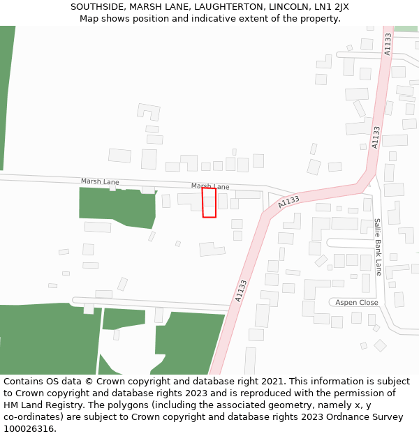 SOUTHSIDE, MARSH LANE, LAUGHTERTON, LINCOLN, LN1 2JX: Location map and indicative extent of plot