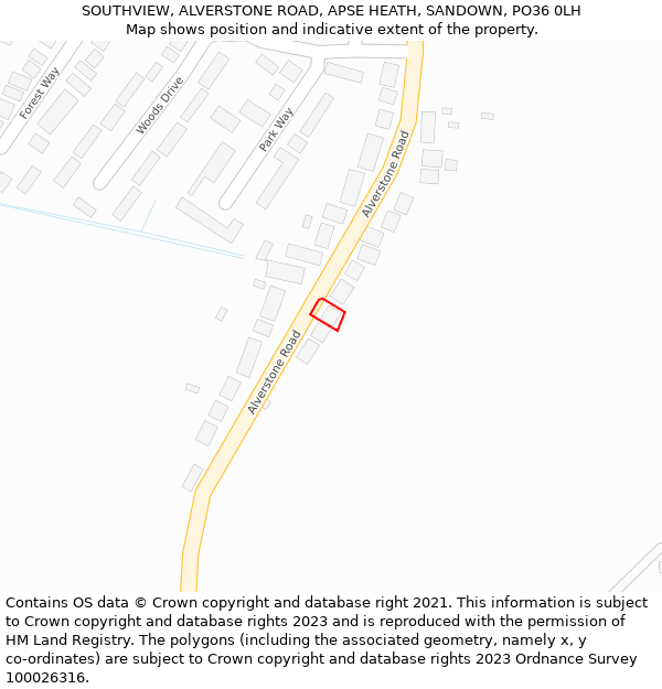 SOUTHVIEW, ALVERSTONE ROAD, APSE HEATH, SANDOWN, PO36 0LH: Location map and indicative extent of plot