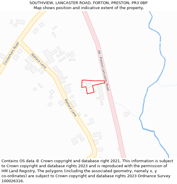 SOUTHVIEW, LANCASTER ROAD, FORTON, PRESTON, PR3 0BP: Location map and indicative extent of plot