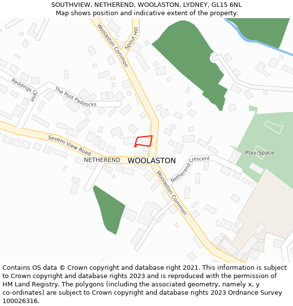 SOUTHVIEW, NETHEREND, WOOLASTON, LYDNEY, GL15 6NL: Location map and indicative extent of plot
