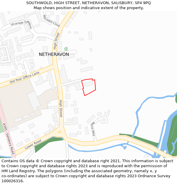 SOUTHWOLD, HIGH STREET, NETHERAVON, SALISBURY, SP4 9PQ: Location map and indicative extent of plot