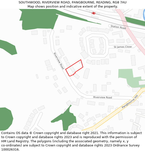 SOUTHWOOD, RIVERVIEW ROAD, PANGBOURNE, READING, RG8 7AU: Location map and indicative extent of plot