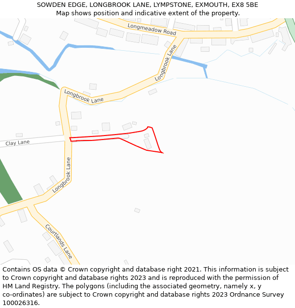 SOWDEN EDGE, LONGBROOK LANE, LYMPSTONE, EXMOUTH, EX8 5BE: Location map and indicative extent of plot