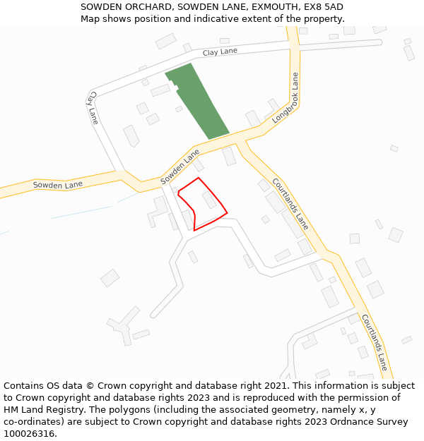 SOWDEN ORCHARD, SOWDEN LANE, EXMOUTH, EX8 5AD: Location map and indicative extent of plot