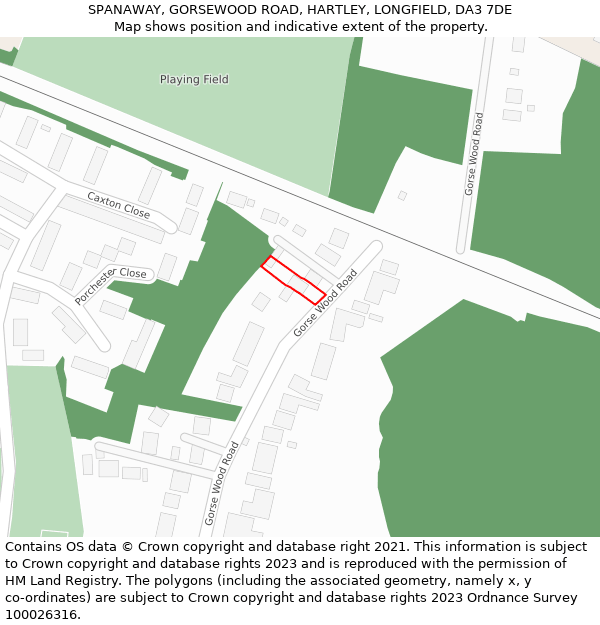 SPANAWAY, GORSEWOOD ROAD, HARTLEY, LONGFIELD, DA3 7DE: Location map and indicative extent of plot