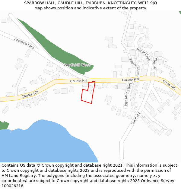 SPARROW HALL, CAUDLE HILL, FAIRBURN, KNOTTINGLEY, WF11 9JQ: Location map and indicative extent of plot