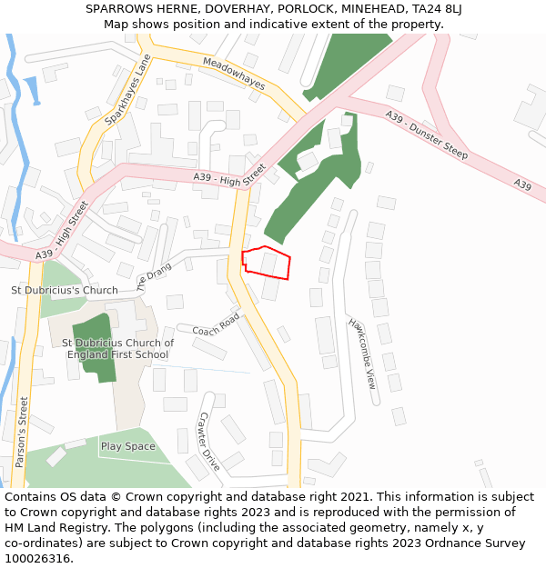 SPARROWS HERNE, DOVERHAY, PORLOCK, MINEHEAD, TA24 8LJ: Location map and indicative extent of plot