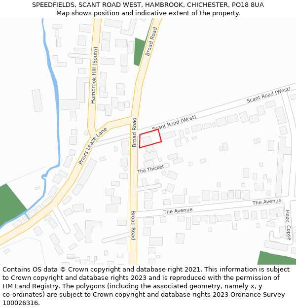 SPEEDFIELDS, SCANT ROAD WEST, HAMBROOK, CHICHESTER, PO18 8UA: Location map and indicative extent of plot