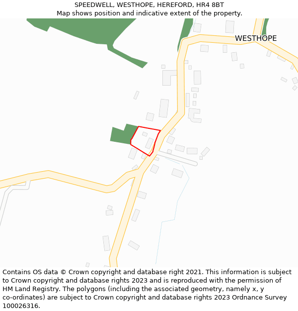 SPEEDWELL, WESTHOPE, HEREFORD, HR4 8BT: Location map and indicative extent of plot