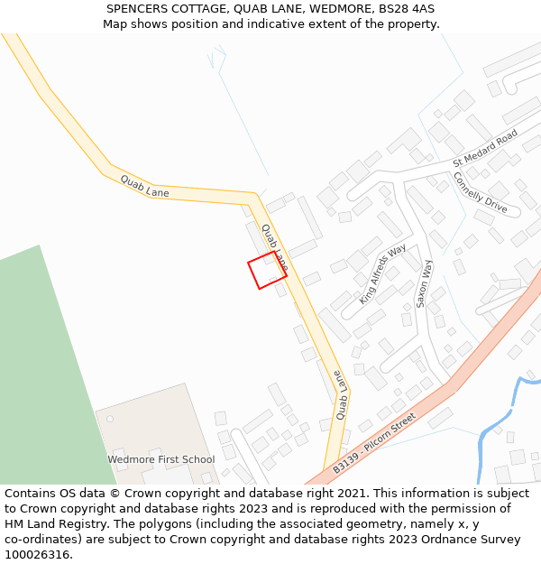 SPENCERS COTTAGE, QUAB LANE, WEDMORE, BS28 4AS: Location map and indicative extent of plot