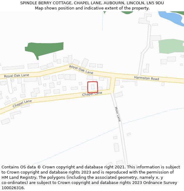 SPINDLE BERRY COTTAGE, CHAPEL LANE, AUBOURN, LINCOLN, LN5 9DU: Location map and indicative extent of plot