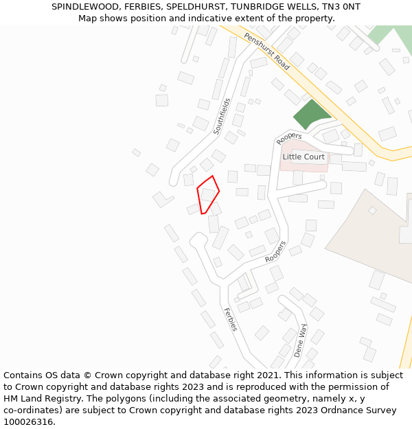 SPINDLEWOOD, FERBIES, SPELDHURST, TUNBRIDGE WELLS, TN3 0NT: Location map and indicative extent of plot