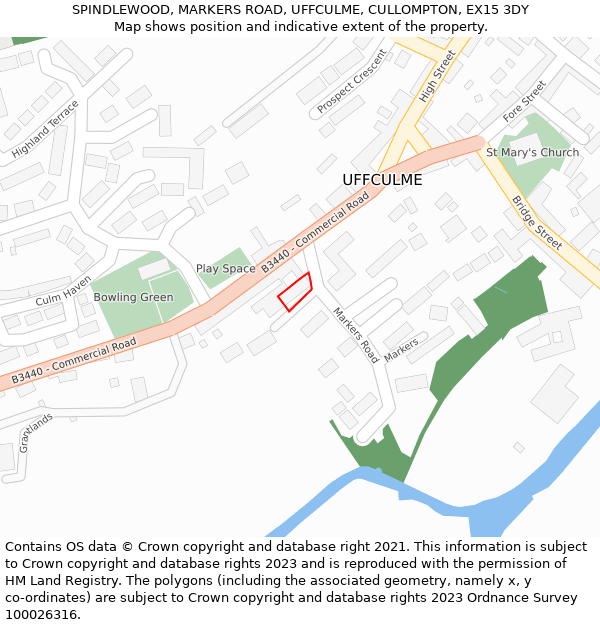 SPINDLEWOOD, MARKERS ROAD, UFFCULME, CULLOMPTON, EX15 3DY: Location map and indicative extent of plot