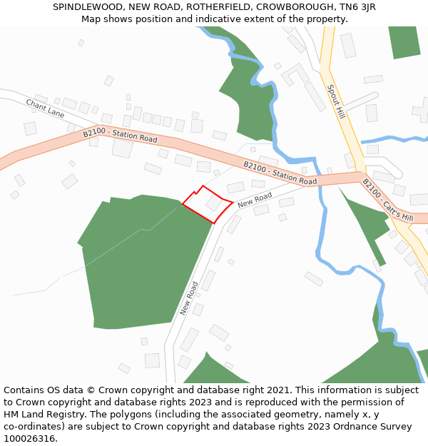 SPINDLEWOOD, NEW ROAD, ROTHERFIELD, CROWBOROUGH, TN6 3JR: Location map and indicative extent of plot