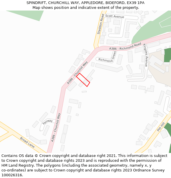 SPINDRIFT, CHURCHILL WAY, APPLEDORE, BIDEFORD, EX39 1PA: Location map and indicative extent of plot