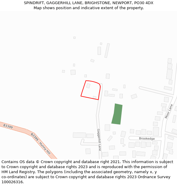 SPINDRIFT, GAGGERHILL LANE, BRIGHSTONE, NEWPORT, PO30 4DX: Location map and indicative extent of plot